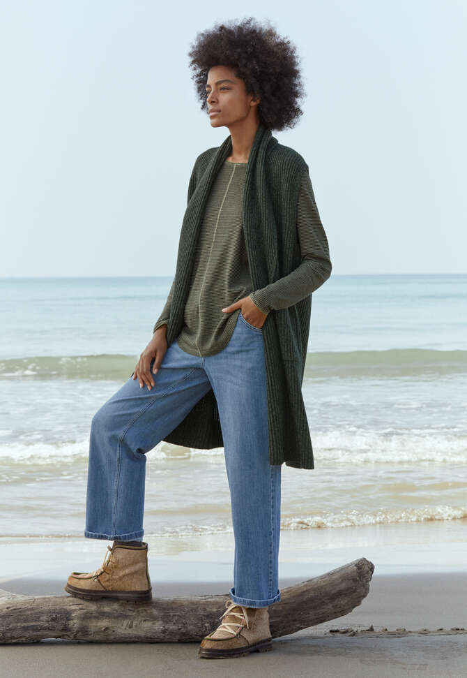 &Auml;rmelloser Cardigan, Dunkles Waldgr&uuml;n, completeTheLook