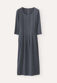 Kleid mit U-Ausschnitt, Dunkelgrau, webstill