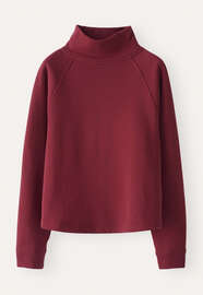 Trichterkragen-Sweatshirt, Dunkles Rot, webstill