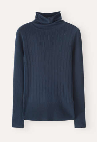 Gerippter Pullover, Dunkles Petrol, webstill