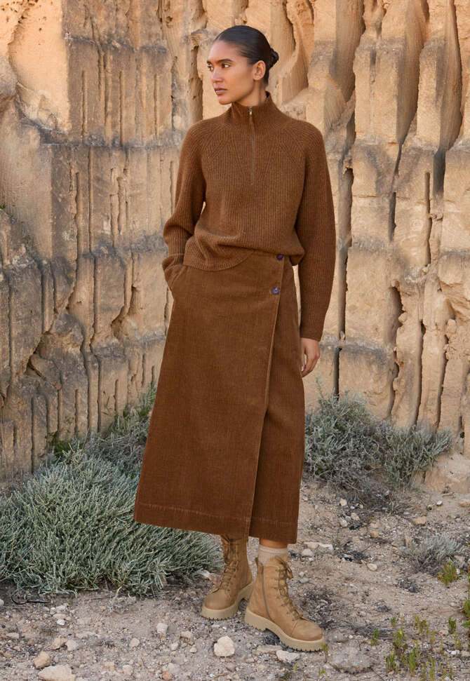 Pullover mit Frontrei&szlig;verschluss, Chilibraun, completeTheLook