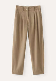 Schmal zulaufende Hose, Kamelgrau, webstill