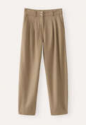 Schmal zulaufende Hose, Kamelgrau, webstill