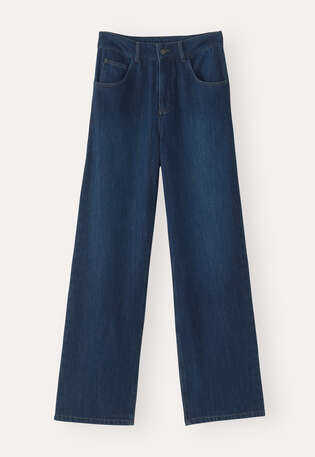 Indigo-Jeans mit geradem Bein, Mitteldunkle Waschung, webstill