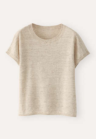 Kurz&auml;rmliger Pullover, Natur meliert, webstill