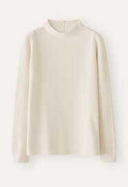 Trichterkragen-Pullover, Creme, webstill
