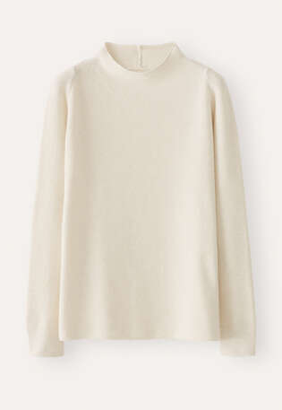 Trichterkragen-Pullover, Creme, webstill
