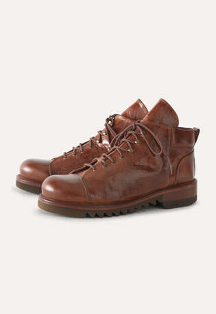 Schn&uuml;rstiefel, Dunkles Lohbraun, webstill