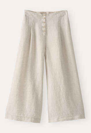 Culotte mit Faltenfront, Blasses Naturbeige, webstill