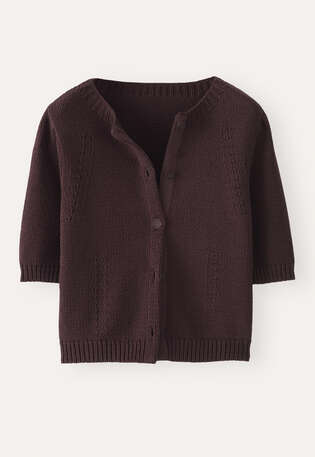 Kurz&auml;rmeliger Cardigan, Feige, webstill