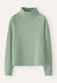 Trichterkragen-Sweatshirt, Dunkles Aqua, webstill