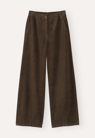 Cordhose mit Abn&auml;hern am Saum, Torf, webstill