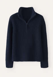 Pullover mit Rei&szlig;verschluss, Blauschwarz, webstill