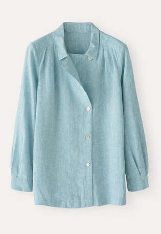 Hemd mit Kragen und Revers, Blasses Ozeanblau, webstill