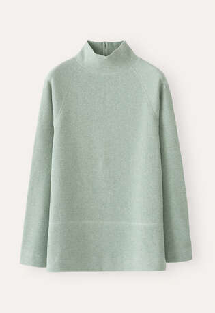 Tunika mit Trichterkragen, Aqua/Mint, webstill
