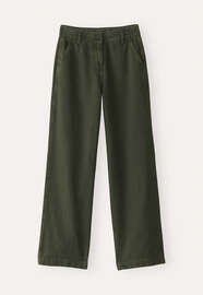 Hose mit geradem Bein, Dunkles Khaki, webstill